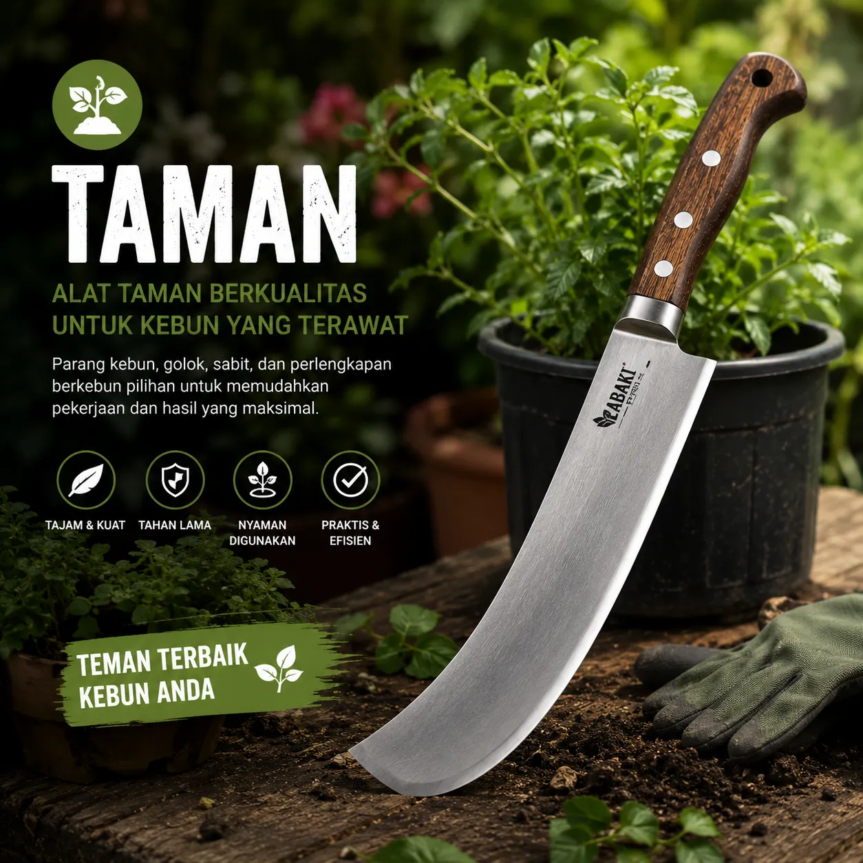 Golok Kebun Premium Carbon Steel 14 Inch
