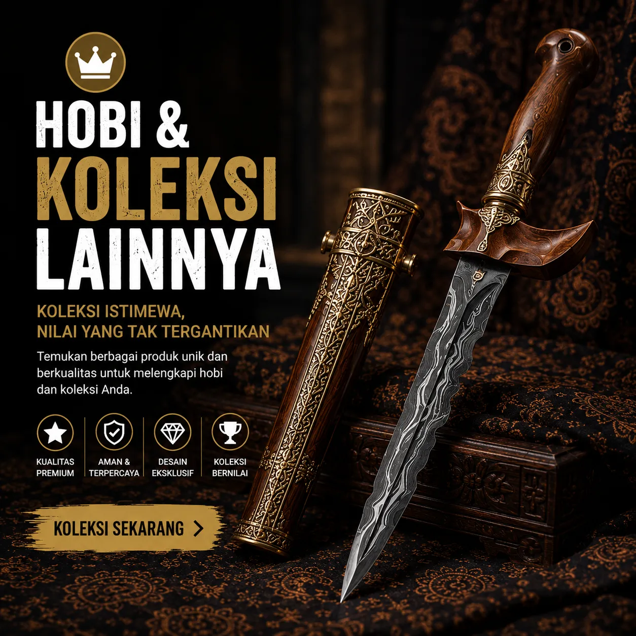 Keris Koleksi Handmade Motif Pamor Premium