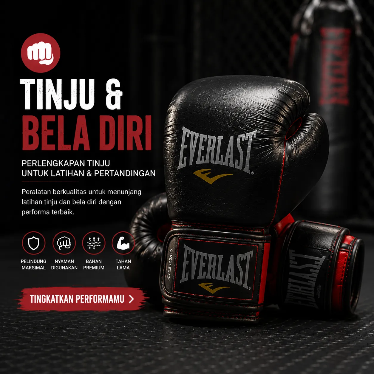 Sarung Tinju Premium PU Leather 12 Oz